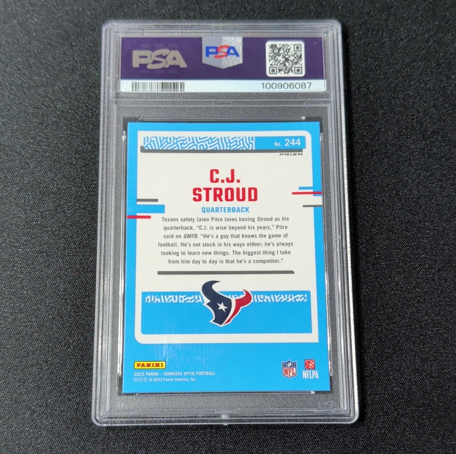 Panini 2023 Donruss Optic C.J. Stroud Blue Hyper Prizm #244 PSA Rookie RC 🔥 view 2