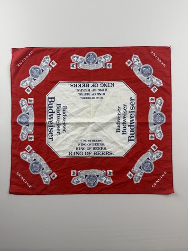 Vintage Budweiser King Of Beers Beer Bandana Scarf Handkerchief Cotton USA VTG