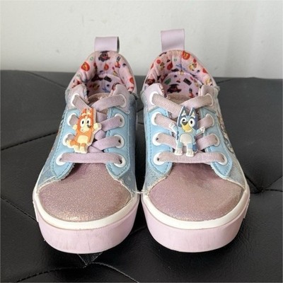 Ground Up Bluey Bingo Girls' Sneakers Pink Blue White Polka Dot Canvas