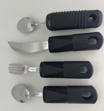 Large Grips weighted adaptive sillverware 4 pieces eating utensils