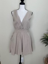 Azoe Beige Womens Linen & Rayon Romper - Size: Medium - Made in USA