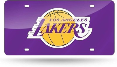 Los Angeles Lakers Premium Laser Cut Tag License Plate, Purple Mirrored...