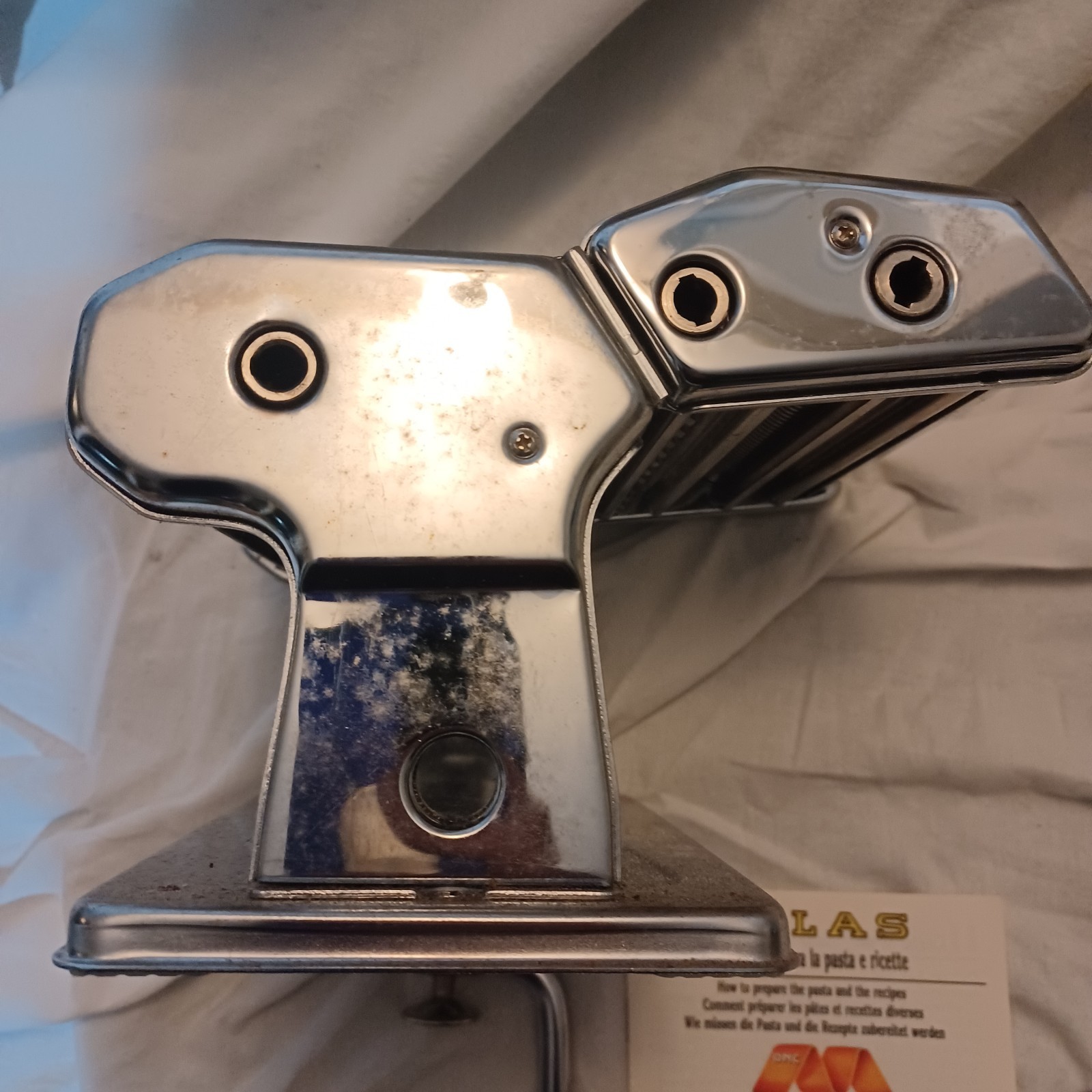 Vtg Atlas Marcato 150 Lusso Pasta Machine Noodle Maker OMC Made in Italy Chrome