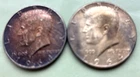 LOT OF 2, 1964 KENNEDY HALF DOLLARS 90% SILVER 1 HEAVY TONE 1 MINOR