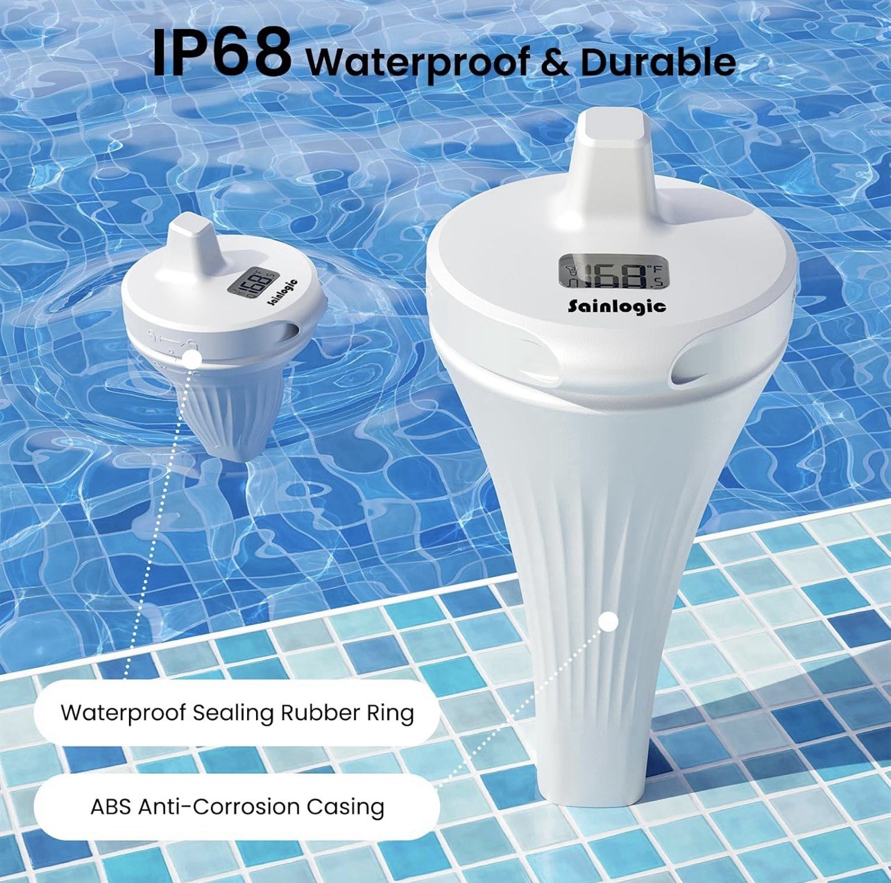 Sainlogic Wireless Pool Thermometer Floating Easy Read, High Precision Outdoo