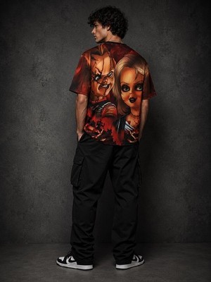 Chucky & Tiffany (Child s Play) Horror 3D Printed Double Sided T Shirt Size M