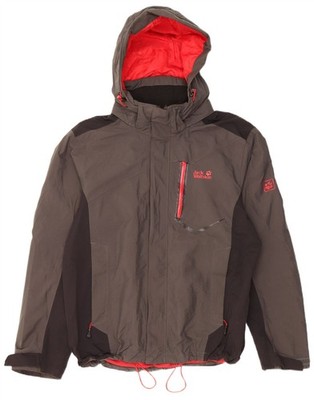 Jack Wolfskin Mens Hooded Rain Jacket UK 34 Small Grey Polyamide CT10