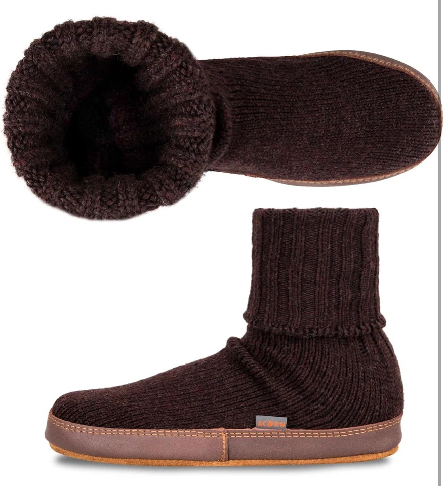 Bellota Original Zapatilla Calcetines Marrón Trapo Lana Nube Cojín Zapatos Talla Hombres 9-10 Foto 3 de 4