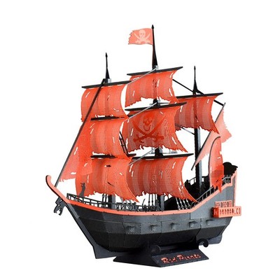 Kawada Paper Nano Red Pirate Ship 3D Puzzle Model Kit PN-148 NEW JPN Gift