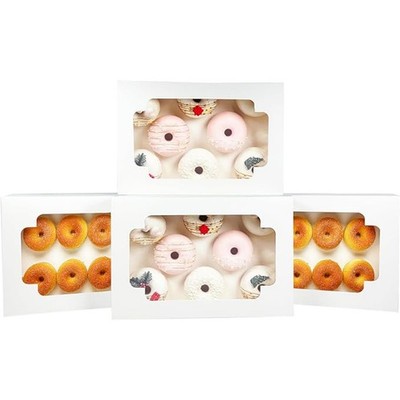 Auto-pop up White Cookie Box with Window 12x8x2.5 inch 32 Packs Two Uses One ...