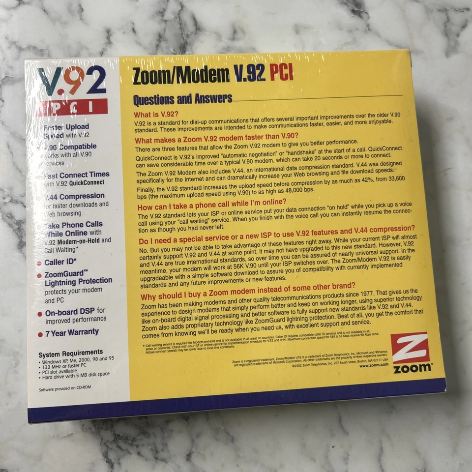 ZOOM 56k V.92 PCI Fax Modem Model 3025 BRAND NEW Windows XP, Me, 2000, 98, 95 - Image 2 of 4