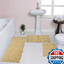 Home Weavers Bell Flower Collection 100 Cotton Tufted Bath Rugs Extra Soft And