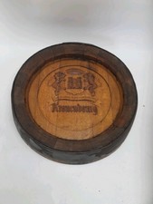 Ancien fond de tonneau Kronenbourg en bois sculpté – 50 cm / 11 cm – Blason...