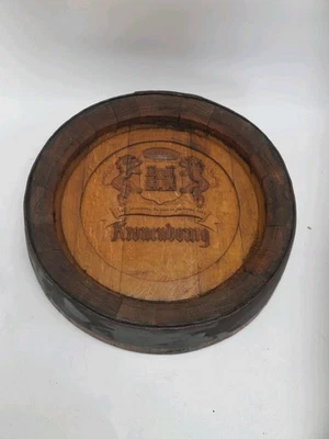Ancien fond de tonneau Kronenbourg en bois sculpté – 50 cm / 11 cm – Blason... - Photo 1/4
