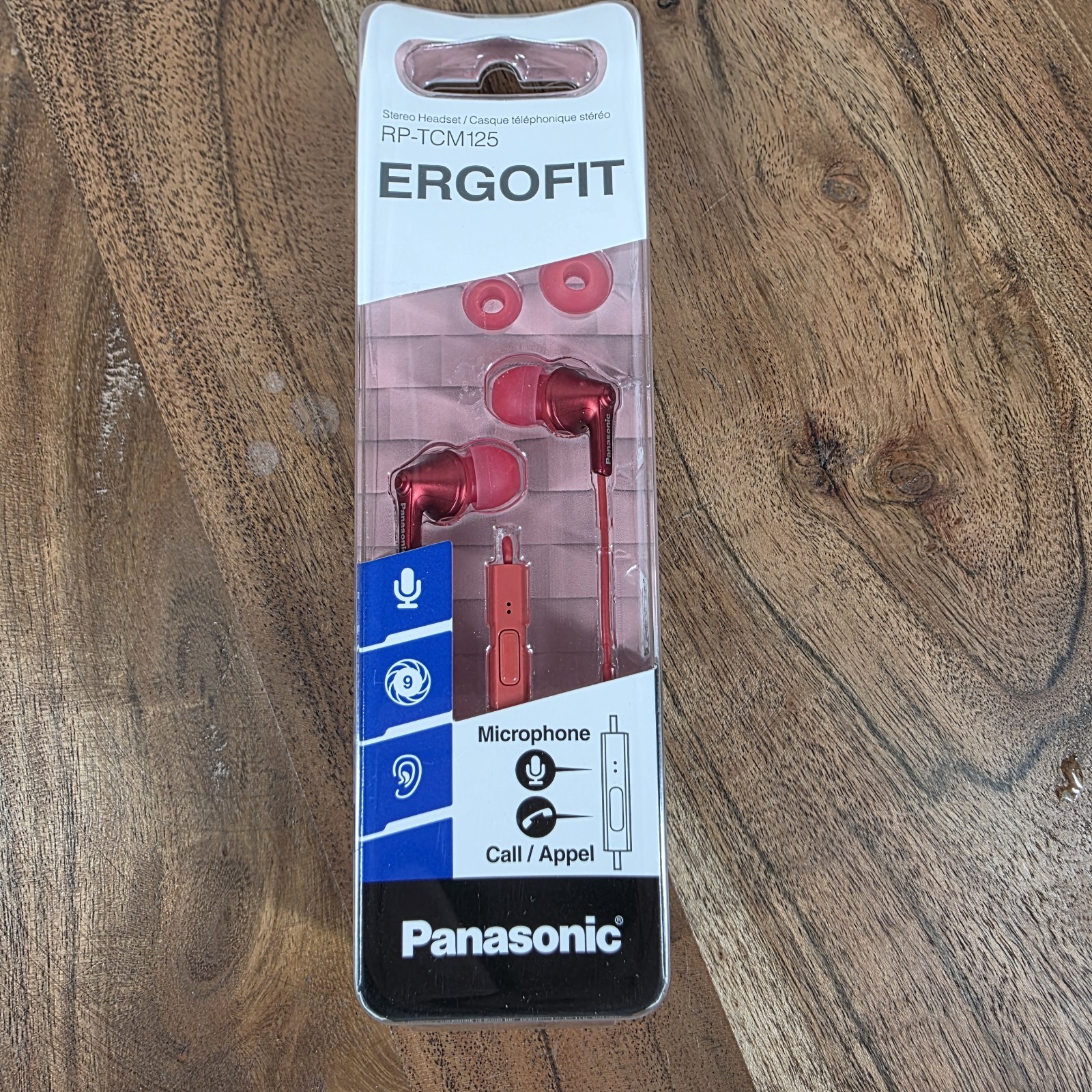 Panasonic RP-TCM125PPR ErgoFit In-Ear Earbud Headphones Crimson Red Brand New
