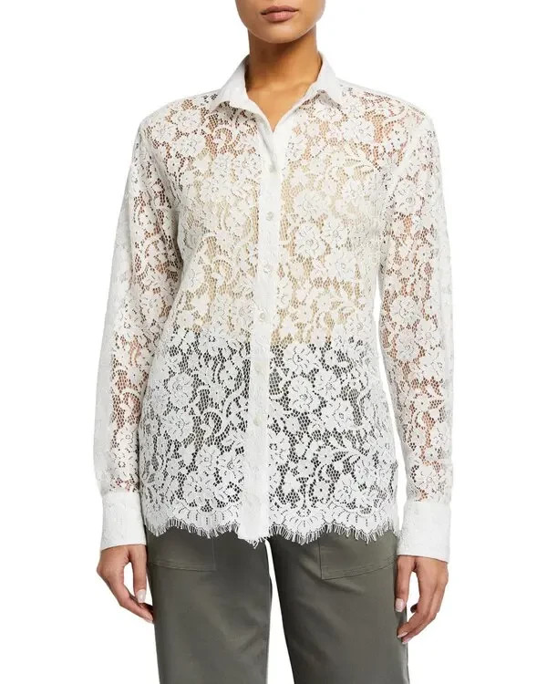 $324 ATM Anthony Thomas Melillo cotton lace button-down shirt** US XL