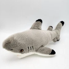 Aurora Miyoni Blacktip Shark Plush 12" Gray Fur Hard Brown Eyes Stuffed Animal