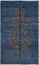 Tappeto persiano Gabbeh blu 77x130 cm stile nomade lana annodato a mano