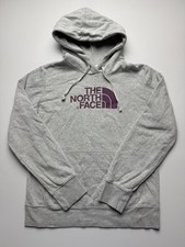 The North Face Hoodie Womens Medium Gray Fleece Pullover Logo Kangaroo Pocket