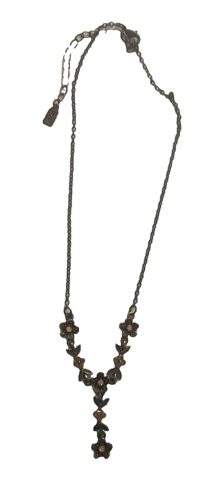 Cadena de collar de 15"-18" color cobre 1928 con colgante de flores estrás Foto 3 de 4