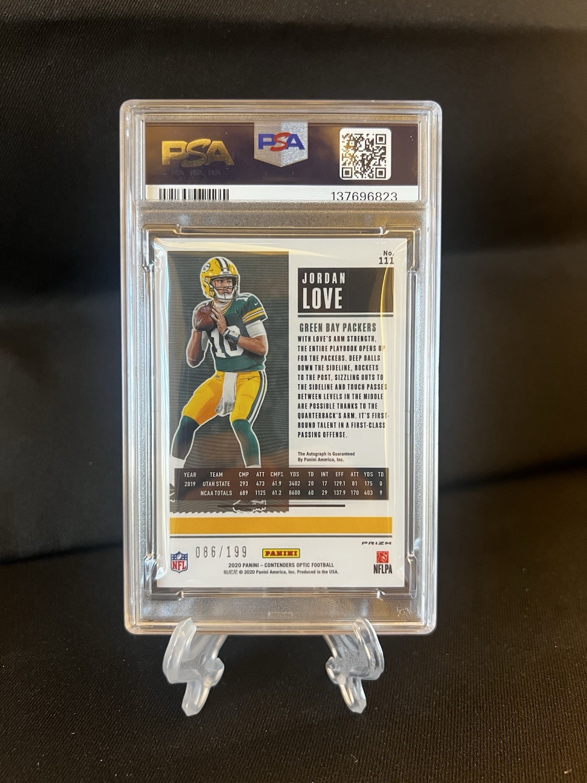 2020 Panini Contenders Optic - Rookie Ticket Auto /199 Jordan Love #111 - PSA 9 view 2