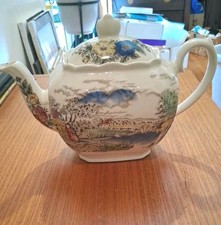 VTG WINDSOR TEAPOT ENGLAND SCENIC /FLORAL DES...