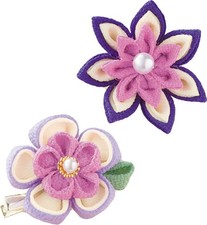 Tsumami Zaiku Flower Brooch Kit Purple Handmade Accessory Japan