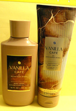 Bath  Body Works "VANILLA CAFE" 8 oz body cream  10 oz body wash
