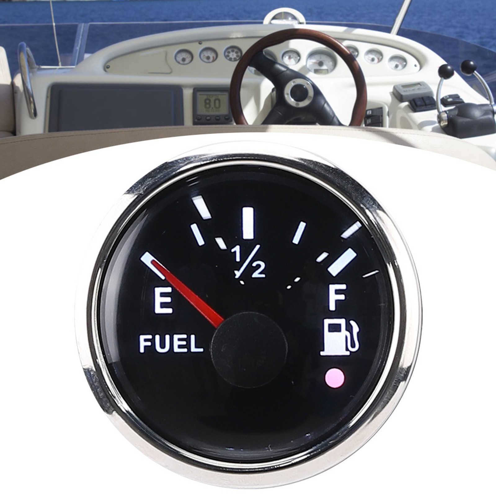 2in Fuel Level Gauge Intelligent Alarm IP67 Waterproof Marine Auto Instrument