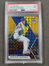 🌟 2021 Panini Mosaic Choice Black Gold Prizm #/8 Aroldis Chapman #79 PSA 9 MINT