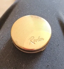 VTG. REVLON GOLD METAL MIRRORED COMPACT CAKE ROUGE MAKE UP  PASTEL PINK U.S.A