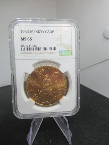 1943 Mexico GOLD $50 pesos CERTIFIED NGC MS65 = 2.205 OUNCES GOLD