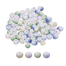 100Pcs 6mm Round Ceramic Porcelain Beads, Mixed Color Crackle