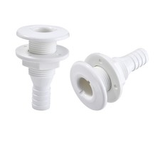 2 PCS 1 inch White Marine Thru Hull Fitting Connector for Boats Yacht Plumbing