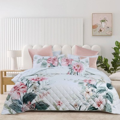 Bianca Coleraine White Floral Printed Bedspread Set or Accessories