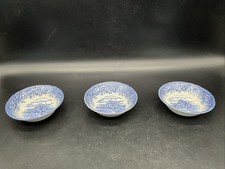 3 Vtg Salem China “English Village” Blue & White 5 1/4” W Berry Bowls 
