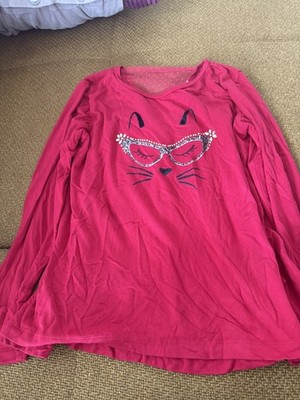 MAYORAL Mädchen t Shirt rot edel Netz Katze Gr 140 cm, 10 J Langarm