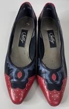 Vintage Selby Sz 10 (Fits Like 10.5) Black Heart 1.5"Block Heels GUC