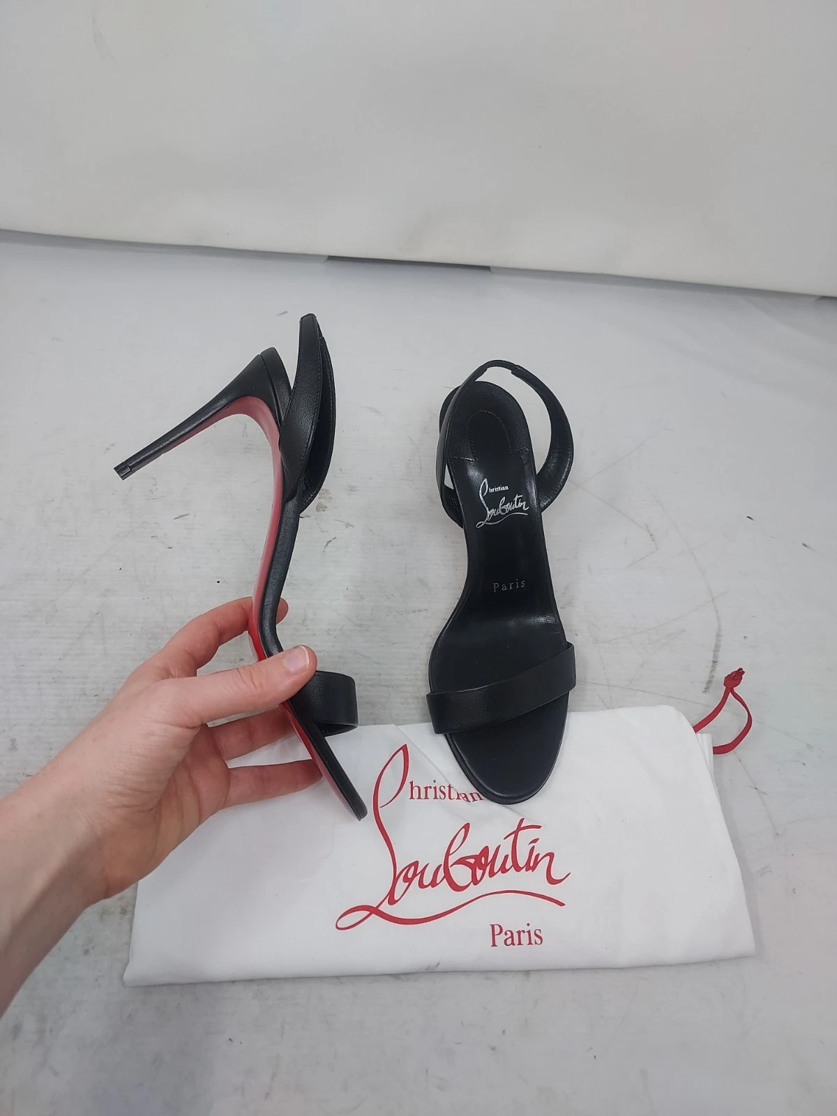 Christian Louboutin — Christian Louboutin O Marylin EU 38 US 8 NEW Leather Black Strappy Heel Sandal