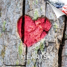 Hearts Wall Calendar 2026 FULL SIZE 12x24 Made in USA