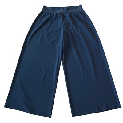 Clara Sunwoo Navy Blue Wide Leg Palazzo Pants High Rise Stretch Jersey Size L