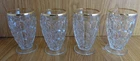 Jeanette Thumbprint Gold Trim 4" Tall Juice Glasses Set of 4