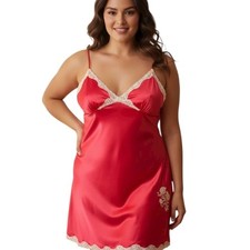 Secret Treasures Vintage Red Lace Sequin Satin Slip Nightie Size 2X