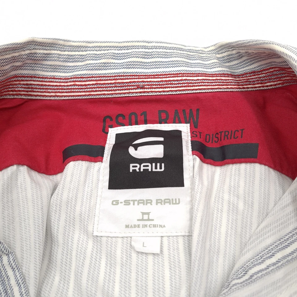 G-Star Denim Vintage Hemd Blau Gestreift Lässig Kt1 Größe L - Bild 4 von 4