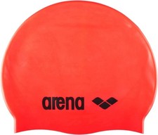 Arena Silicone Men Women Classic Swim Cap, Fluorescent Red
