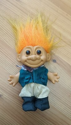 Vintage Russ 5'' Troll Puppe Orange Angeln Angler Fischer Wathose Figur