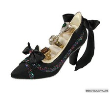 Black Satin Shoe Jewelry Display Ring Holder NIB A