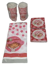 STRAWBERRY SHORTCAKE PARTY SET 5 PIECES TABLE COVER CUPS NAPKINS PARTY SUPPLIES