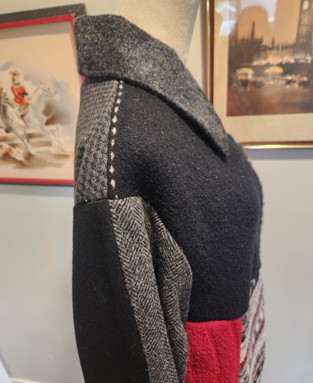 Vintage Crazy Quilt Jacket Wool Patchwork Coat Wo… - image 9