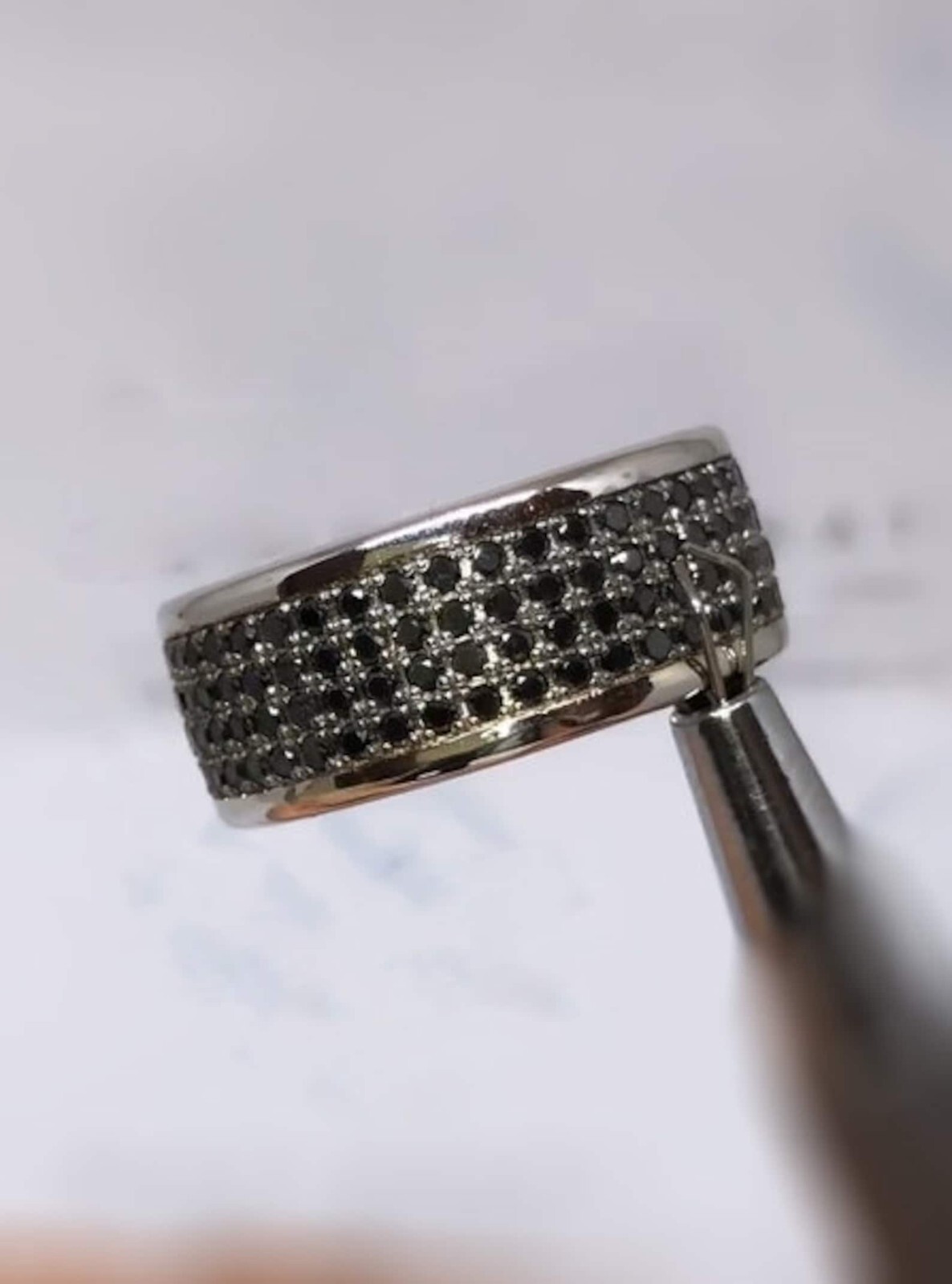 Black Moissanite Eternity Wedding Band with Four Row Micro Pave Setting-image